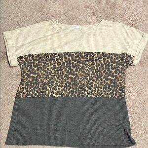 First Love - Leopard Print Color Block Top